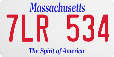MA license plate 7LR534