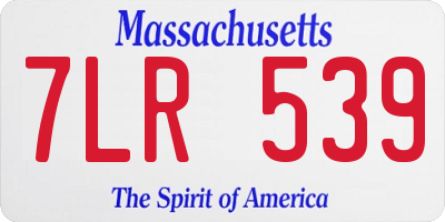 MA license plate 7LR539