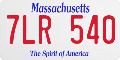 MA license plate 7LR540