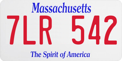 MA license plate 7LR542