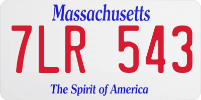 MA license plate 7LR543