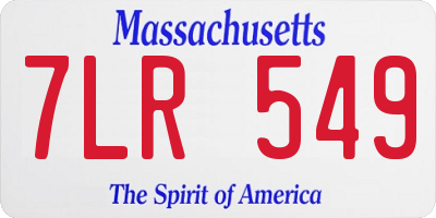 MA license plate 7LR549
