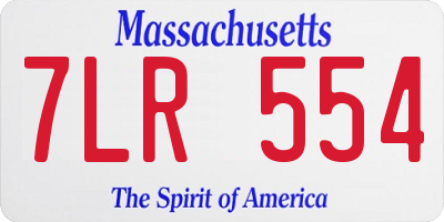 MA license plate 7LR554