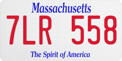 MA license plate 7LR558