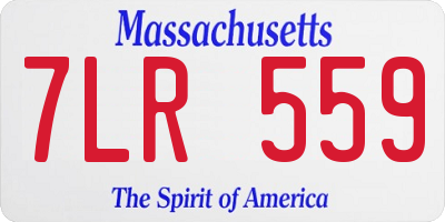 MA license plate 7LR559