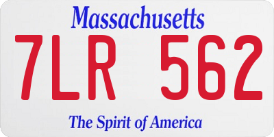 MA license plate 7LR562