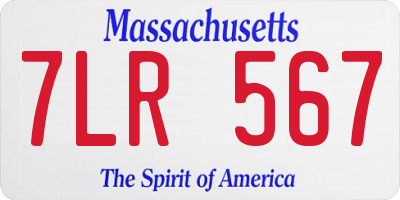 MA license plate 7LR567