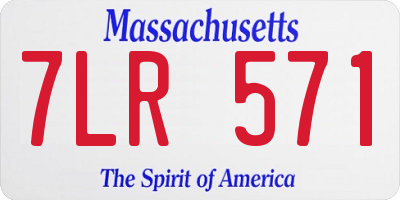 MA license plate 7LR571