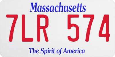 MA license plate 7LR574