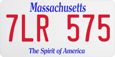 MA license plate 7LR575