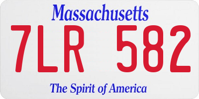 MA license plate 7LR582