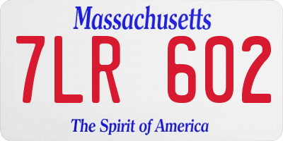 MA license plate 7LR602
