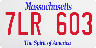 MA license plate 7LR603