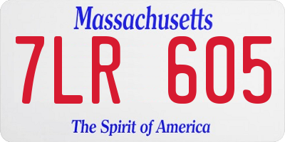 MA license plate 7LR605