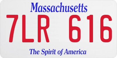 MA license plate 7LR616