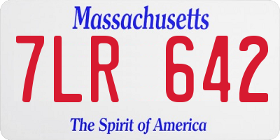 MA license plate 7LR642