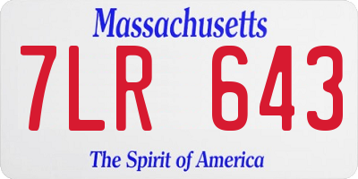 MA license plate 7LR643