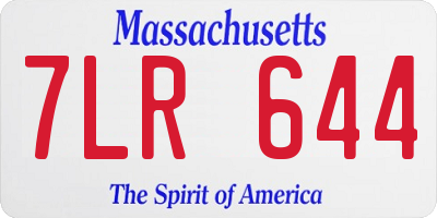 MA license plate 7LR644