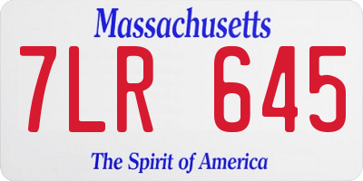 MA license plate 7LR645