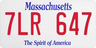 MA license plate 7LR647