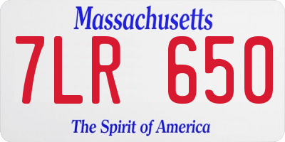 MA license plate 7LR650