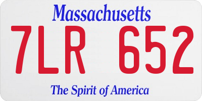 MA license plate 7LR652