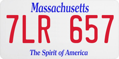 MA license plate 7LR657