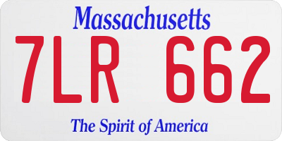 MA license plate 7LR662