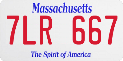 MA license plate 7LR667