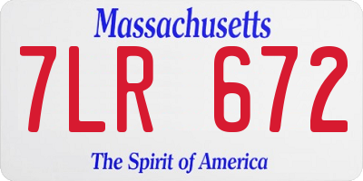MA license plate 7LR672