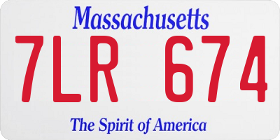 MA license plate 7LR674