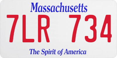 MA license plate 7LR734