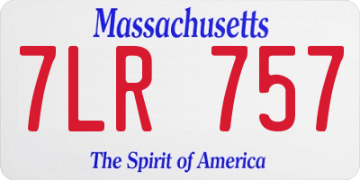 MA license plate 7LR757