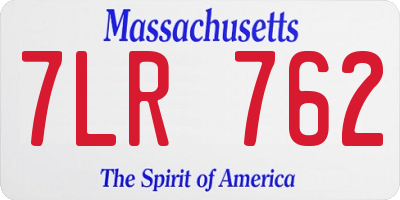 MA license plate 7LR762