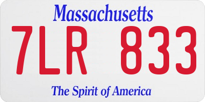 MA license plate 7LR833