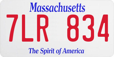 MA license plate 7LR834