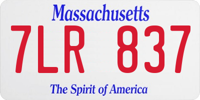 MA license plate 7LR837