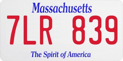MA license plate 7LR839