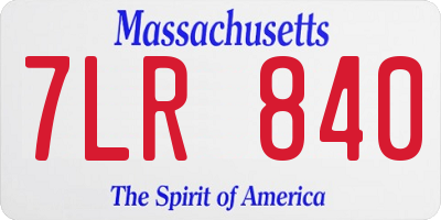 MA license plate 7LR840