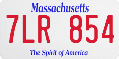 MA license plate 7LR854