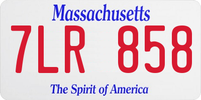MA license plate 7LR858