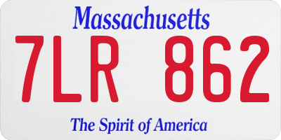 MA license plate 7LR862