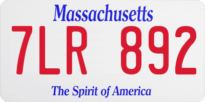 MA license plate 7LR892