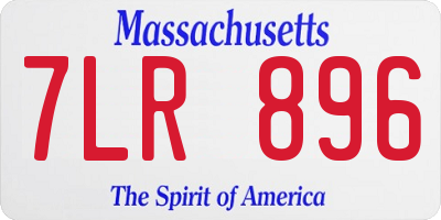 MA license plate 7LR896