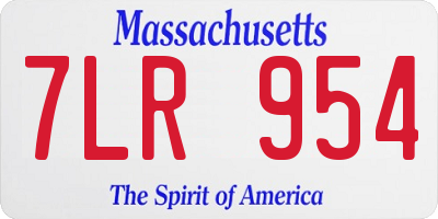 MA license plate 7LR954