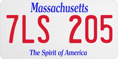 MA license plate 7LS205