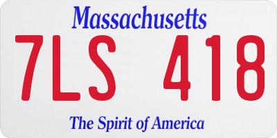 MA license plate 7LS418