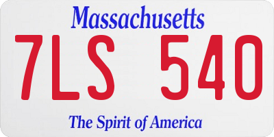 MA license plate 7LS540