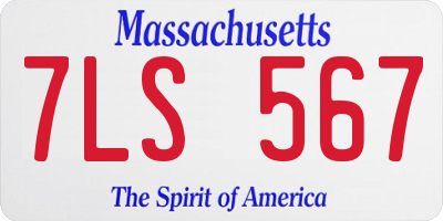 MA license plate 7LS567