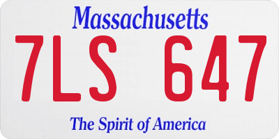 MA license plate 7LS647